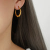 Wholesale Women's 316L Stainless Steel Geometric Texture Retro Bamboo Earrings Gold Plated