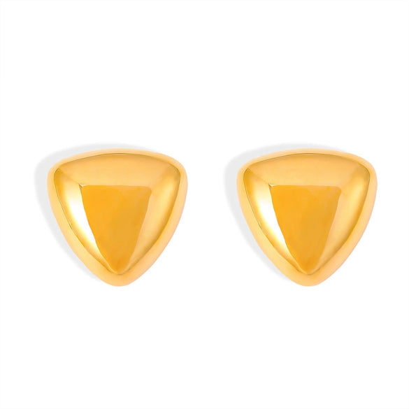Wholesale Women's 316L Stainless Steel Geometric Triangle Smooth Earrings 18K Gold Plated