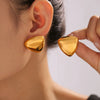Wholesale Women's 316L Stainless Steel Geometric Triangle Smooth Earrings 18K Gold Plated
