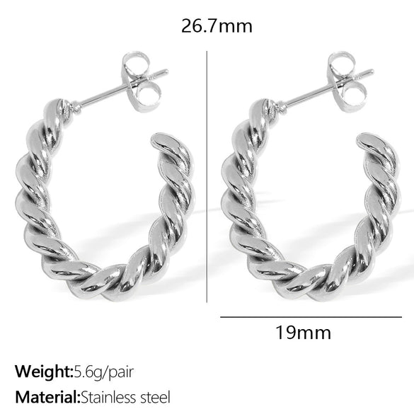 Wholesale Women's 316L Stainless Steel Geometric Twist Circle Plated Earrings