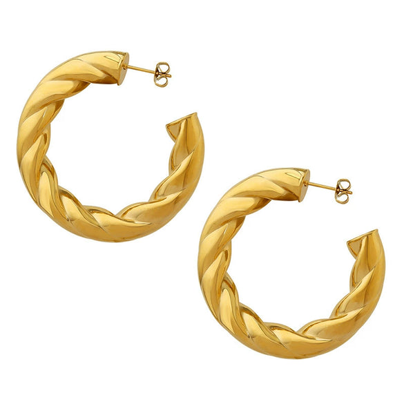 Wholesale Women's Titanium Steel Geometric Twist Exaggerated Earrings With Electroplating