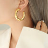 Wholesale Women's Titanium Steel Geometric Twist Exaggerated Earrings With Electroplating