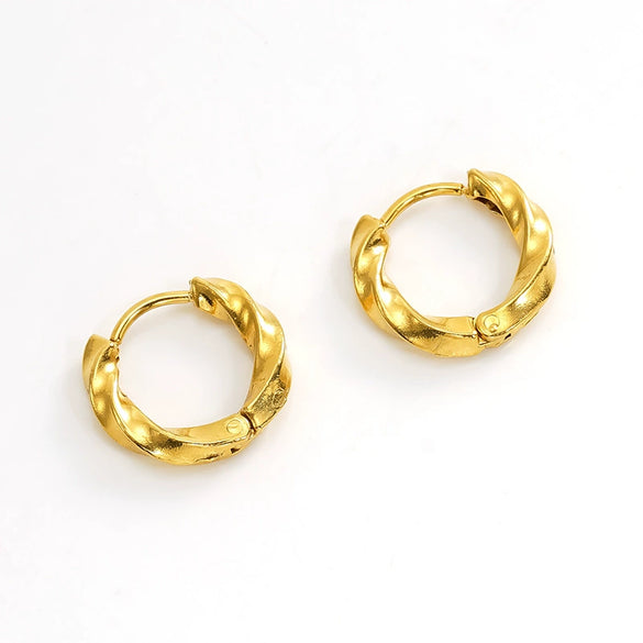 Wholesale Women's Titanium Steel Geometric Twist Hoop Earrings Electroplated