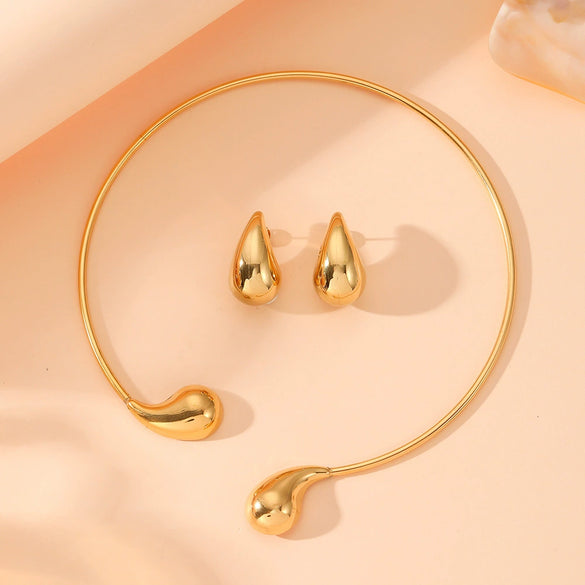 Wholesale Women's Titanium Steel Geometric Water Drop Collar Earrings