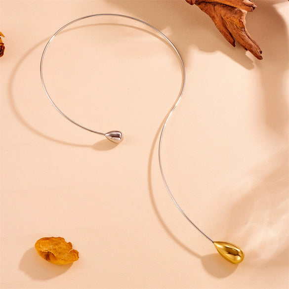Wholesale Women's Titanium Steel Geometric Water Drop Collar Earrings