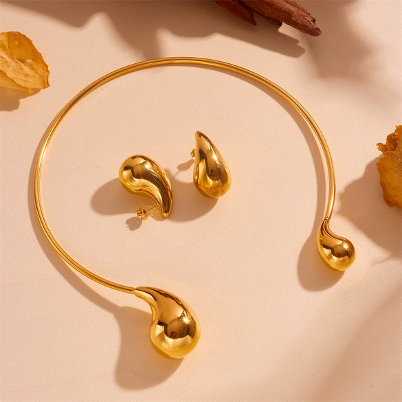 Wholesale Women's Titanium Steel Geometric Water Drop Collar Earrings