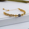 Wholesale Women's Titanium Steel Geometric Woven Metal Beads Moonstone Transfer Electroplated Bracelet