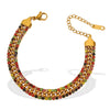 Wholesale Women's 316L Stainless Steel Geometric Zircon Bracelet With Electroplating Treatment Light Luxury And Simple Style