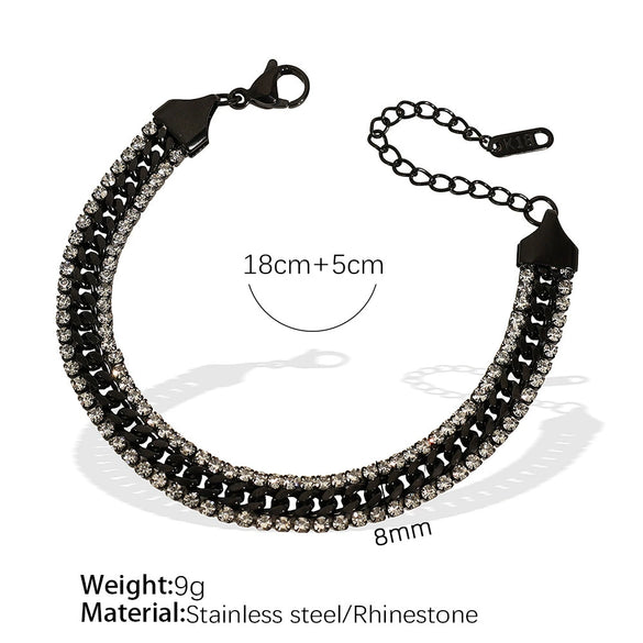 Wholesale Women's 316L Stainless Steel Geometric Zircon Bracelet With Electroplating Treatment Light Luxury And Simple Style