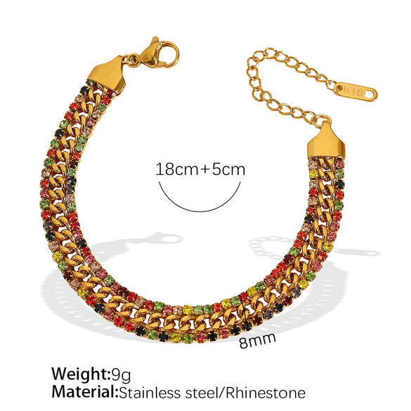 Wholesale Women's 316L Stainless Steel Geometric Zircon Bracelet With Electroplating Treatment Light Luxury And Simple Style