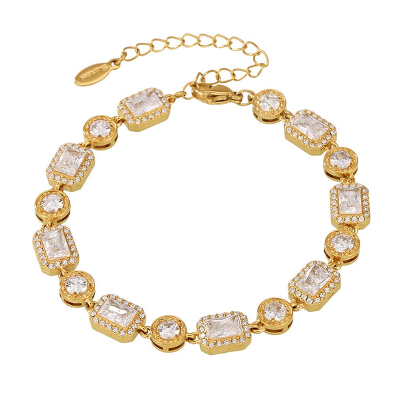 Wholesale Women's Titanium Steel Geometric Zircon Handmade Electroplated Light Luxury Bracelet