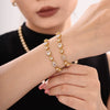 Wholesale Women's 316L Stainless Steel Geometric Zircon Inlay Electroplated Handmade Bracelet Jewelry