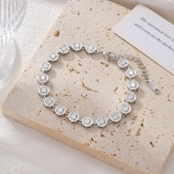 Wholesale Women's Titanium Steel Geometric Zircon Necklace With Electroplating