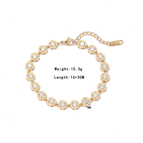 Wholesale Women's Titanium Steel Geometric Zircon Necklace With Electroplating