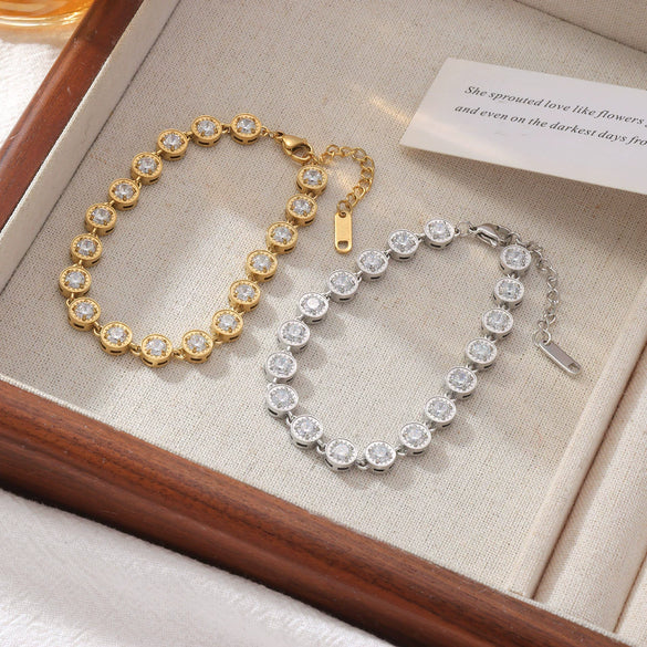 Wholesale Women's Titanium Steel Geometric Zircon Necklace With Electroplating