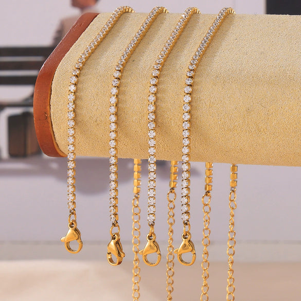 Wholesale Women's 316L Stainless Steel Gimmel Bracelet Light Luxury Geometric Style Inlaid With Zircon