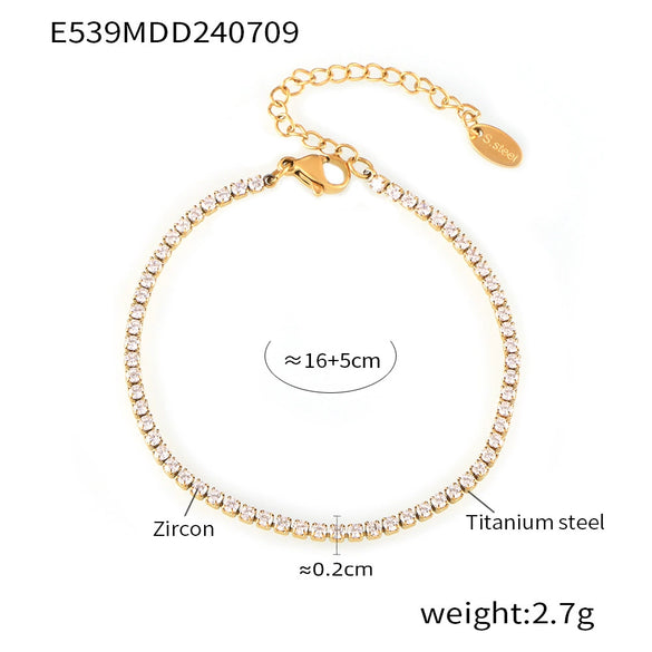 Wholesale Women's 316L Stainless Steel Gimmel Bracelet Light Luxury Geometric Style Inlaid With Zircon