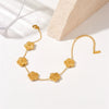 Wholesale Women's Titanium Steel Gold Plated Flower Connection Chain Bracelet With Electroplating Process