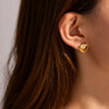 Wholesale Women's Titanium Steel Gold Plated Geometric Peach Heart Earrings