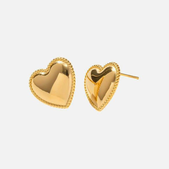 Wholesale Women's Titanium Steel Gold Plated Geometric Peach Heart Earrings