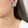 Wholesale Women's 316L Stainless Steel Gold Plated Geometric Square Striped Retro Creative Personality Earrings Jewelry