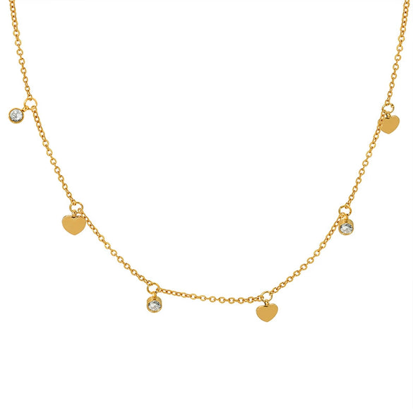 Wholesale Women's Titanium Steel Gold Plated Heart Geometric Pendant Necklace