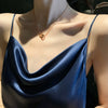 Wholesale Women's Titanium Steel Gold Plated Roman Numerals Doublering Pendant Ochain Necklace