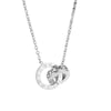 Wholesale Women's Titanium Steel Gold Plated Roman Numerals Doublering Pendant Ochain Necklace
