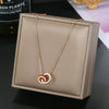 Wholesale Women's Titanium Steel Gold Plated Roman Numerals Doublering Pendant Ochain Necklace