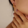 Wholesale Women's 316L Stainless Steel Goldplated Enamel Glaze Inlaid Zircon Heartshaped Earrings Jewelry Light Luxury Fashion With Dripping Oil Design