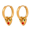 Wholesale Women's 316L Stainless Steel Goldplated Enamel Glaze Inlaid Zircon Heartshaped Earrings Jewelry Light Luxury Fashion With Dripping Oil Design
