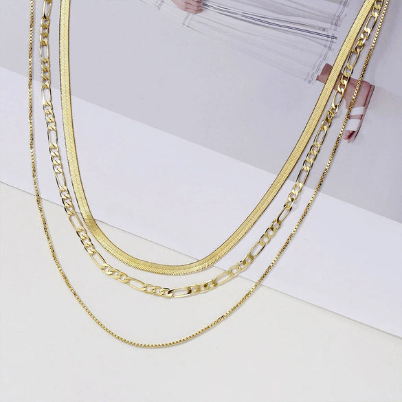 Wholesale Women's Titanium Steel Goldplated Geometric Figaro Clavicle Chain