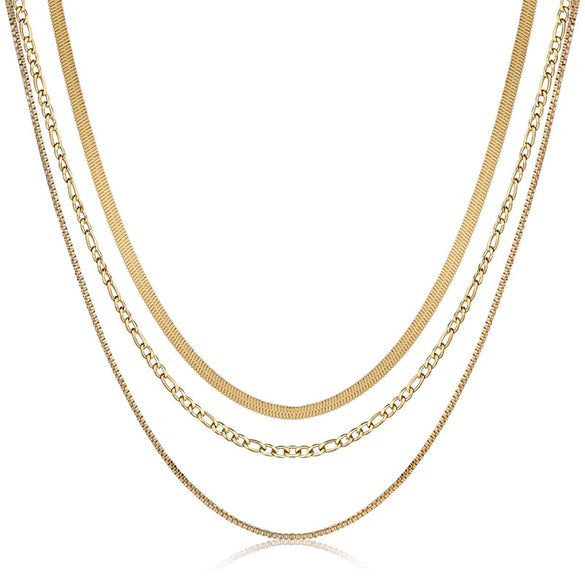 Wholesale Women's Titanium Steel Goldplated Geometric Figaro Clavicle Chain