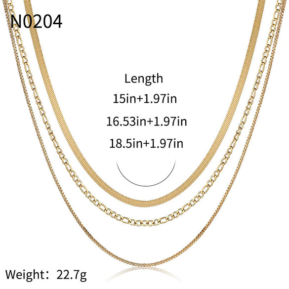 Wholesale Women's Titanium Steel Goldplated Geometric Figaro Clavicle Chain