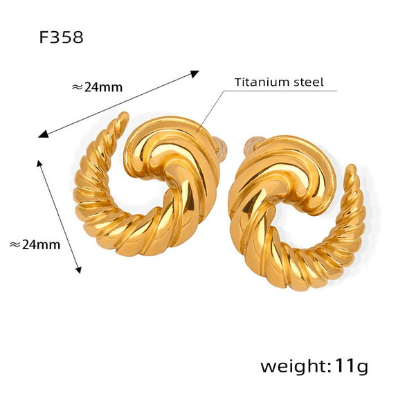 Wholesale Women's 316L Stainless Steel Goldplated Geometric Irregular Horn Earrings Exaggerated And Allmatch Jewelry With Personality Style