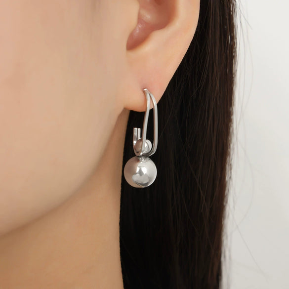 Wholesale Women's 316L Stainless Steel Goldplated Geometric Round Bead Pendant Irregular Simple Earrings Jewelry