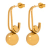 Wholesale Women's 316L Stainless Steel Goldplated Geometric Round Bead Pendant Irregular Simple Earrings Jewelry