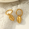 Wholesale Women's 316L Stainless Steel Goldplated Geometric Shell Irregular Earrings Jewelry