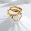 Wholesale Women's Titanium Steel Goldplated Geometric Square Stacked Chain Ring
