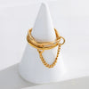 Wholesale Women's Titanium Steel Goldplated Geometric Square Stacked Chain Ring