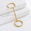 Wholesale Women's Titanium Steel Goldplated Geometric Square Stacked Chain Ring