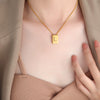 Wholesale Women's 316L Stainless Steel Goldplated Pendant Jewelry With Square Shape And Letters Numbers Text Pattern