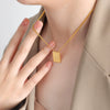 Wholesale Women's 316L Stainless Steel Goldplated Pendant Jewelry With Square Shape And Letters Numbers Text Pattern