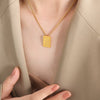 Wholesale Women's 316L Stainless Steel Goldplated Pendant Jewelry With Square Shape And Letters Numbers Text Pattern