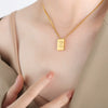 Wholesale Women's 316L Stainless Steel Goldplated Pendant Jewelry With Square Shape And Letters Numbers Text Pattern