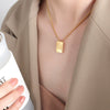 Wholesale Women's 316L Stainless Steel Goldplated Pendant Jewelry With Square Shape And Letters Numbers Text Pattern