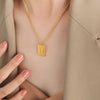 Wholesale Women's 316L Stainless Steel Goldplated Pendant Jewelry With Square Shape And Letters Numbers Text Pattern