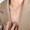 Wholesale Women's 316L Stainless Steel Goldplated Pendant Jewelry With Square Shape And Letters Numbers Text Pattern
