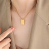 Wholesale Women's 316L Stainless Steel Goldplated Pendant Jewelry With Square Shape And Letters Numbers Text Pattern