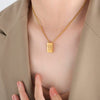 Wholesale Women's 316L Stainless Steel Goldplated Pendant Jewelry With Square Shape And Letters Numbers Text Pattern